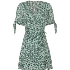 Reformation Green Floral Venezuela Sammy Wrap Dress Size Large