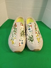 Easy Spirit Shoes Womens Size 7M Beige Floral TravelTime Slip-on Mule Sneaker