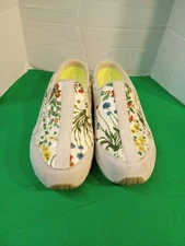 Easy Spirit Shoes Womens Size 7M Beige Floral TravelTime Slip-on Mule Sneaker