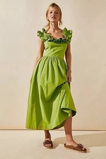 Free people Ruffle It Up Midi Dress XS 2 Women's Casual Square Neck NEW 46535
