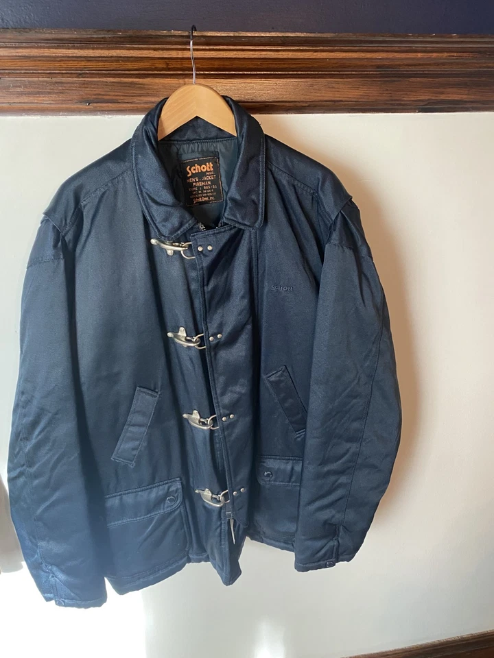 Chaqueta de bombero Schott NY para hombre talla XL azul marino cierre de broche Foto 4 de 4
