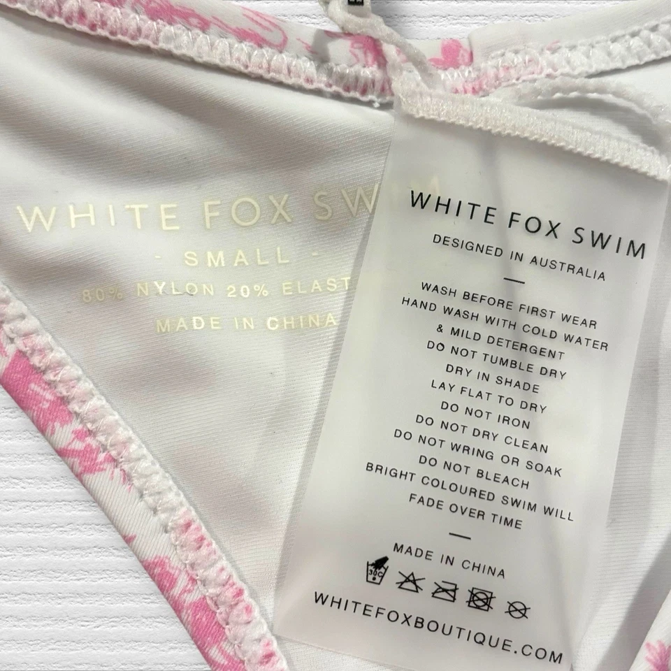 Parte inferior de bikini Belmont de natación de zorro blanco pequeño rosa prímula estampado de baño nueva con etiquetas Foto 2 de 4