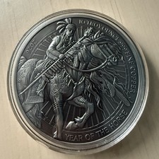 2026 Year of the Horse 10 Troy Oz Antiqued Finish Silver Copper Round