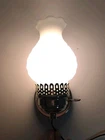 Vtg Quilted Hobnail Milk Glass Wall Lamp w/ Gold Tone Base Sconce Plug In 9.5"
