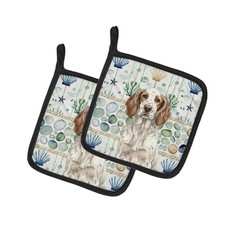 Carolines Treasures Liver Belton English Setter Coastal Sea Glass Pair Potholder