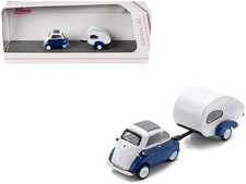 Schuco 452681300 1/87 BMW Isetta Blue and White with Home Trailer (HO)