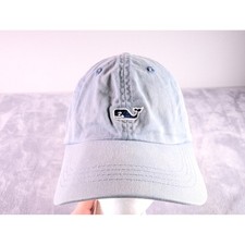 Vineyard Vines Faded Light Blue Whale Logo Adjustable Cotton Baseball Hat Cap