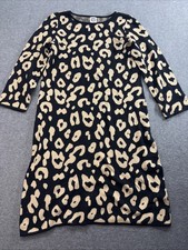 Anne Klein black and tan leopard print sweater dress Size Medium