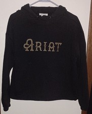 Ariat Essentials Black Women's Leopard Logo Hoodie Sweatshirt Sz Small