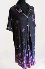 EKOUAER Nightgown Black Purple Floral Soft Plus SZ 3XL Polyester Stretch Blend