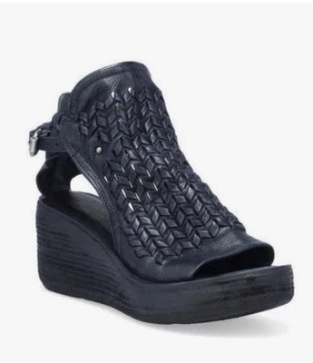 EUC AS98 37 6.5-7 NEWBURY WEAVE WEDGE SANDAL. WORN 2x.