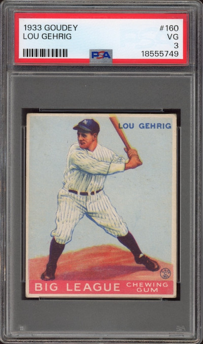 1933 Goudey #160 Lou Gehrig PSA VG 3