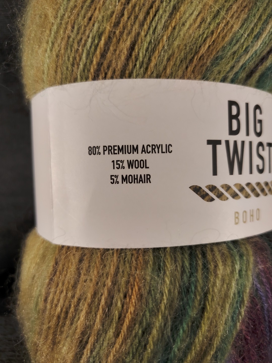 Big Twist BOHO Waterlillies Purple Green Mohair Wool Yarn 590yd Fine Plush