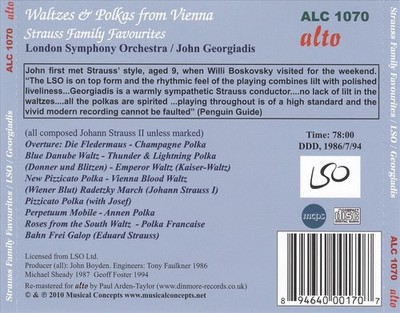 LONDON SYMPHONY ORCHESTRA/JOHN GEORGIADIS WALTZES AND POLKAS OF VIENNA: STRAUSS