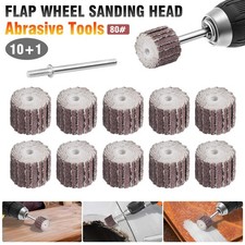 11 Flap Wheel Disc Shaft Abrasive Sanding Sandpaper Drill Polish For Rotary Tool