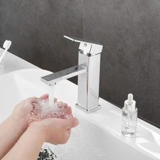 Bathroom Basin Faucet Waterfall Single Handle Vanity Sink Mixer Tap Deck Mounted