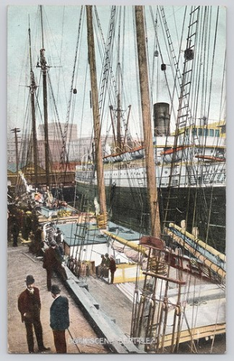 #ad #ad Seattle Washington Dock Scene Steam Ship Sailing Ship Postcard C1910 $12.75