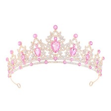 Princess Tiara and Crown for Diameter: 5.9 inches, Height: 2.17 Pink