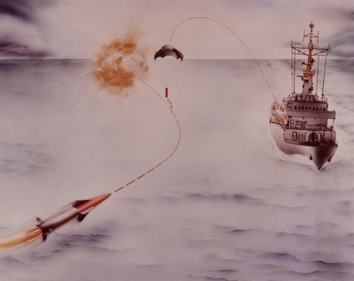 A42 A4216 Naval Missile Decoy Siren Defence System Ship Rocket Illustration