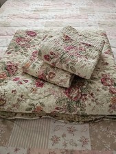 Greenland Beige Antique Chic Rose Quilt 3pc 91" X 98" Reversible,Scalloped Edge
