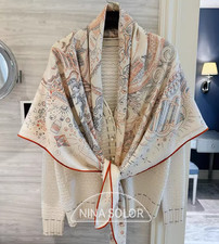 70 cashmere 30 silk Red seagrass double side printed square Wrap shawl 51''