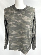 Athleta Farallon Print Sweatshirt Women Large Brown Green Camo Crew Neck