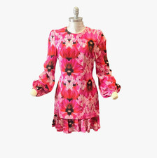 ALEXANDER MCQUEEN 2019 Pink Floral Orchid Kaleidoscope Mini Dress Size 42