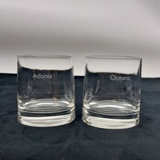 P&O Cruise Ship Whiskey Glasses Oceana & Adonia Clear Glass 9.2cm Height 250ml