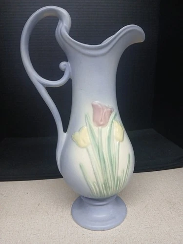 Vtg Hull Pottery Tulip Pitcher Blue  JA 555