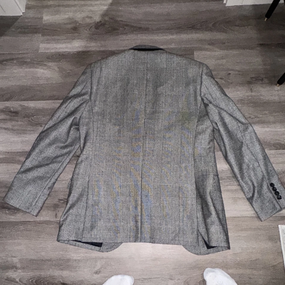 J.Crew Ludlow Men’s 38S Blazer Sport Coat Grey Gray Plaid 100% Wool American Co Foto 3 de 4