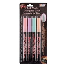 Marvy Uchida Bistro Chalk Markers, Fine Tip, Pastel Colors, 4-Pack