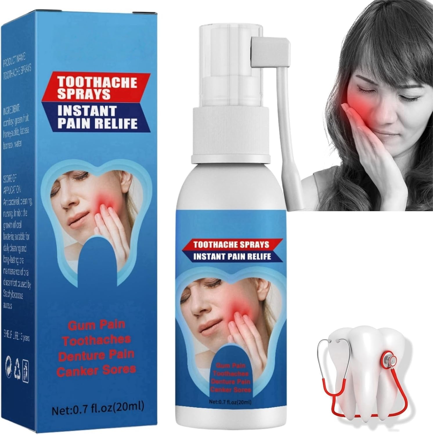 Toothache Relieving Spray,Toothache Pain Relief for Adult,Oral Care Spray,Dental