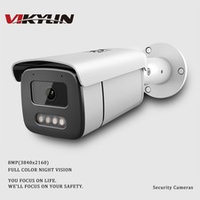 VIKYLIN 8MP 4K Full Color Bullet Security Outdoor IP Camera Built-in MIC 3.6MM