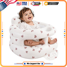 Inflatable Baby Seat with Built-in Pump and Back Support, Brown Bear