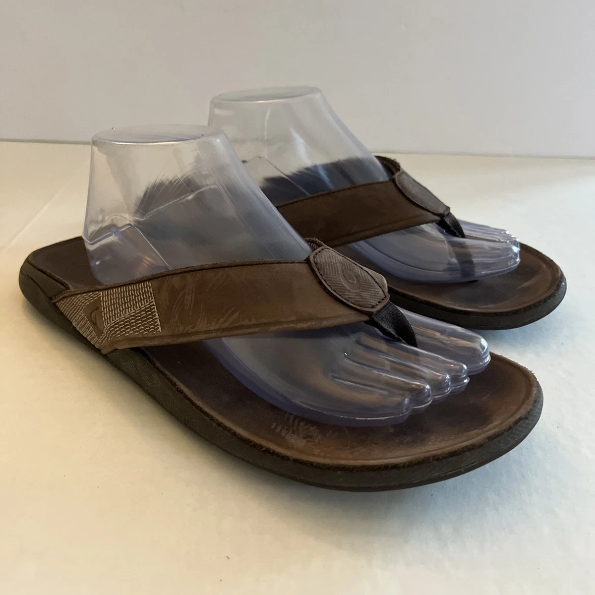Olukai Mens Tuahine Sandal Size 9 Brown Leather Thong Flip Flop Slide Comfort OluKai Men main image 2