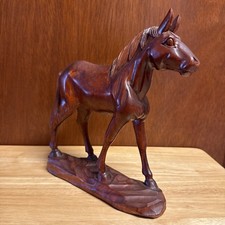 Vintage Folk Art Horse Wood Hand Carved Equestrian Figurine