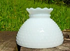 Vintage 6” Tall Hurricane Oil Lamp White Milk Glass Hobnail Lamp Shade 8” Fitter