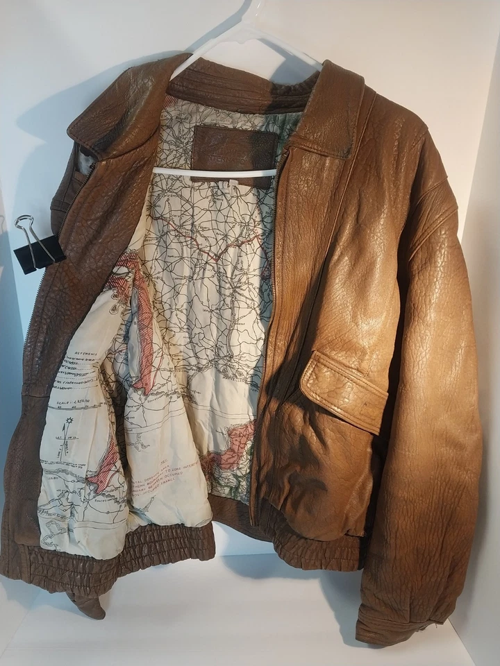 Jaqueta bombardeiro piloto aviador vintage de couro Midwest International Segunda Guerra Mundial - Imagem 3 de 4