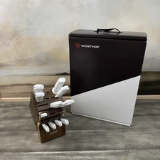 Williams Sonoma Wüsthof Gourmet Knives Set/11 Acacia Block Scuffed Read OB