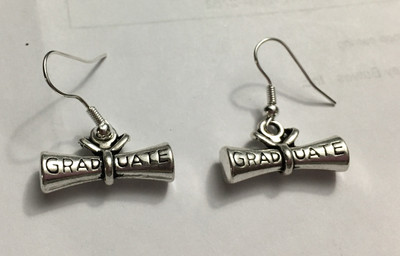 Graduation 3D Charm Earrings Degree College High school Graduate Scroll Pass