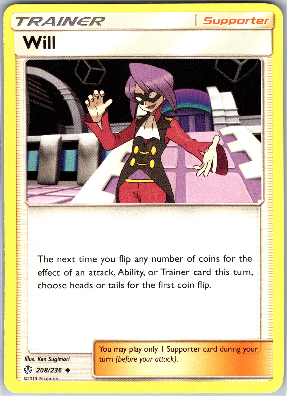 Will 208/236 Uncommon Regular Card SM - Cosmic Eclipse Pokemon TCG NM