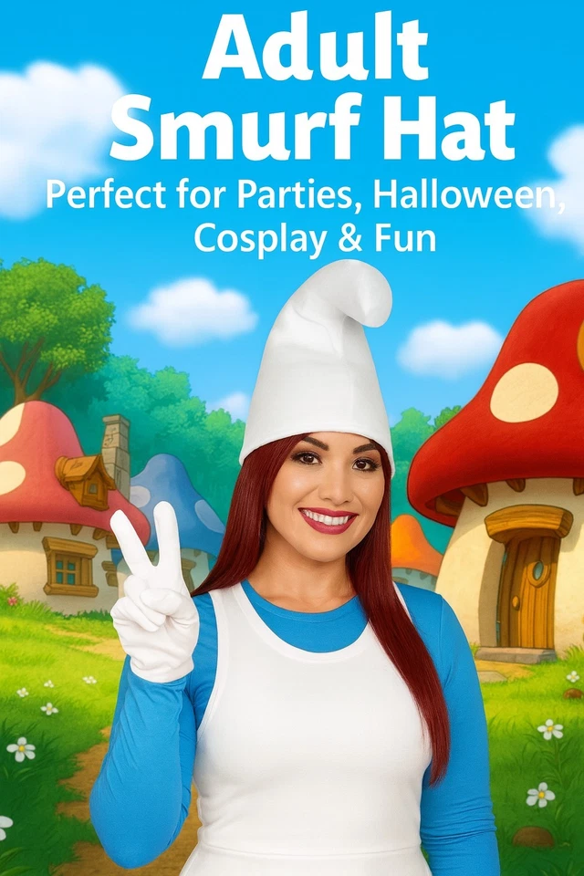 Sombrero Inspirado en Pitufos Gorra Gnomo Vestido Elegante Despedida de Soltero Disfraz Talla Adulto  Foto 2 de 3