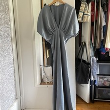 BHLDN Blue Leila Satin Charmeuse Maxi Dress