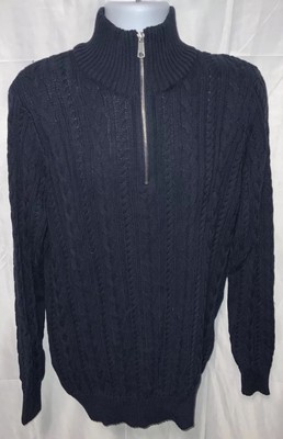 Men s Jacamo Zip Neck Cable Knit  Jumper In Navy Size Large New With Tags