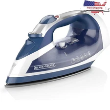 Nonstick Soleplate Steam Iron W/ Cord Reel Anti-Drip Lightweight Auto Shutoff US