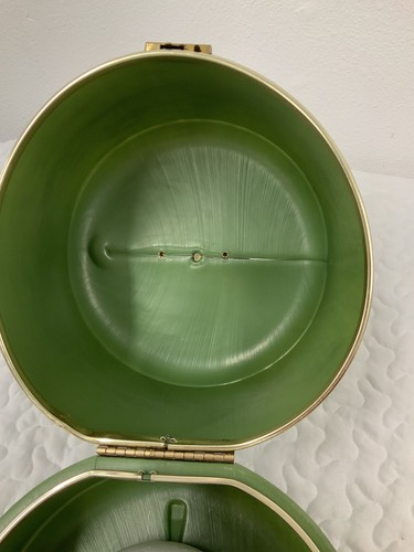 Vintage Hat Wig Box Rare Avocado Mcm 1950s 1960s Travel Blow Mold With Key - Picture 5 of 11