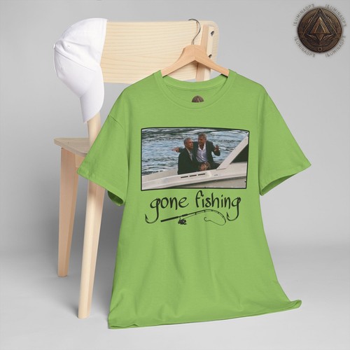 Gone Fishing T-Shirt, Barack Obama George Clooney Boat Photo Conspiracy Tee - Picture 87 of 109