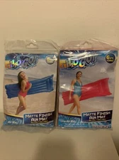 2 H2O GO Inflatable Air Mattress Pool Float 6 feet x 27 inches. Blue & Pink