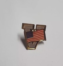 Veteran American Flag Pinback V For Veteran Vintage Patriotic USA Lapel Hat Tie