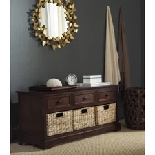 SAFAVIEH Damien 3-Drawer Storage Bench | Dark Cherry |